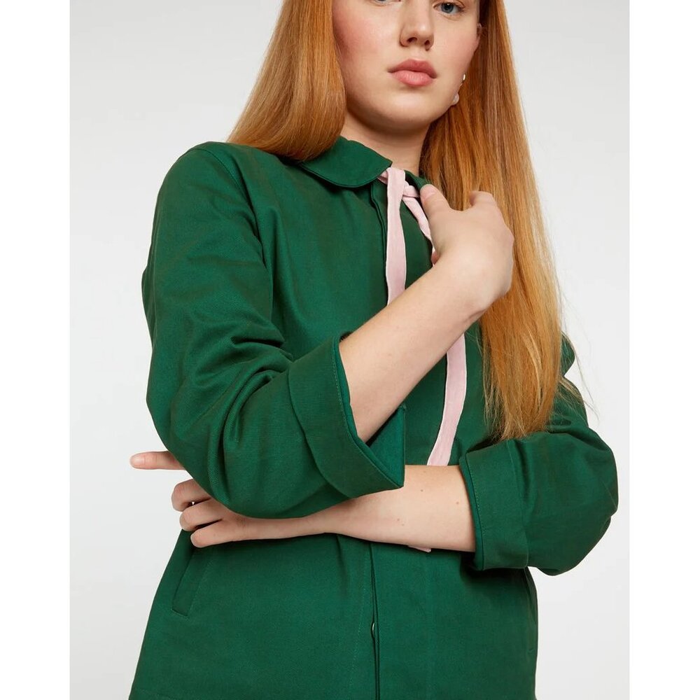 Ban.do Velvet Bow Work Jacket Evergreen Medium NWT